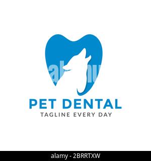 Pets dental care logo design Stock Vector