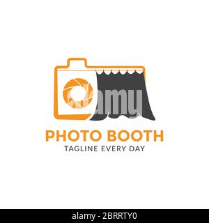 Photo booth logo design template Stock Vector