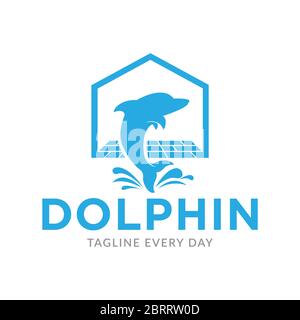 Dolphin home logo design template Stock Vector