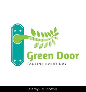 Green door logo design template Stock Vector
