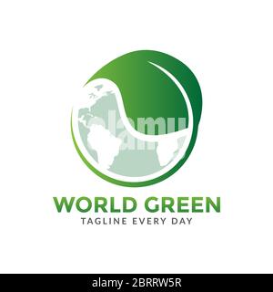 World green logo design template Stock Vector