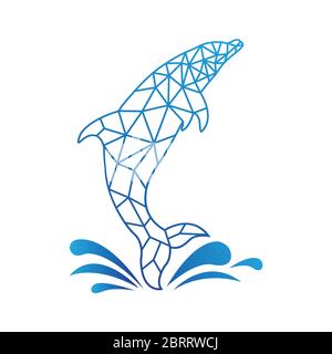 Dolphin tech logo design template Stock Vector
