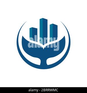 Whale estate logo design template Stock Vector