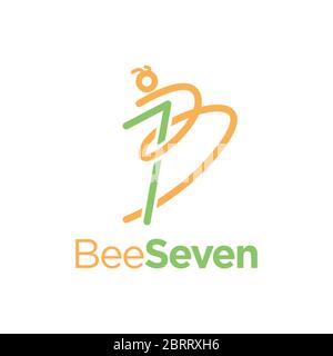 Seven Bee logo design Stock Vector