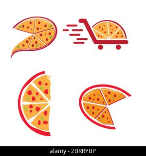 Pizzeria logo design template set Stock Vector