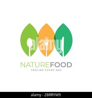 Vegetarian restaurant logo design template Stock Vector