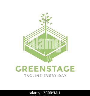 Green stage logo design template Stock Vector