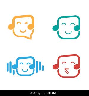 Hearing music logo design template Stock Vector