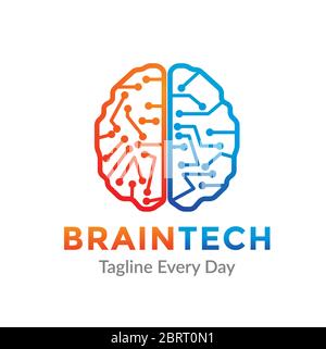 Brain tech logo design template Stock Vector