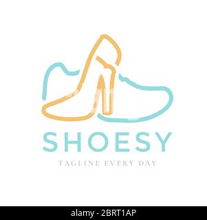 Minimalist shoes logo design template Stock Vector