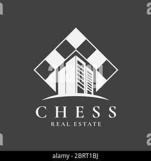 Chess real estate logo design template Stock Vector