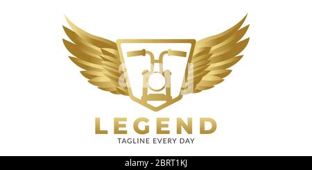 Old motorcyle wings logo design Stock Vector