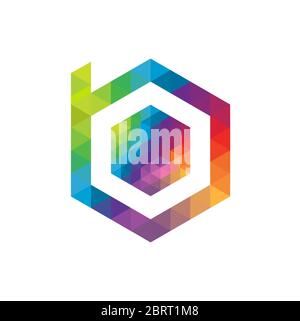 Hexagon abstract letter B logo design template Stock Vector