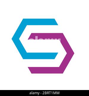 Hexagonal S abstract logo design template vector Stock Vector