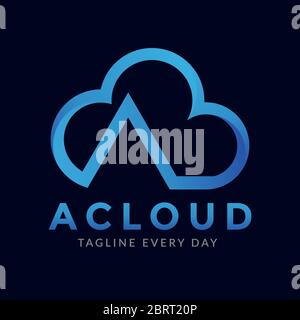 Abstract Cloud letter A logo design Stock Vector