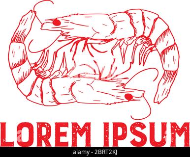 Sea food vintage red and black classic logo design Stock Vector