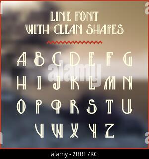 Lined hipster styled trendy font with minimalistic bold shapes Stock Vector
