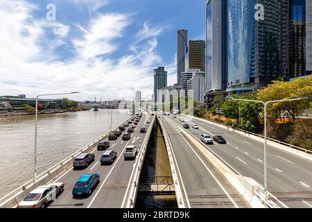 Brisbane rcity, the beauty of the river with a blue cloudy sky. Stock Photo