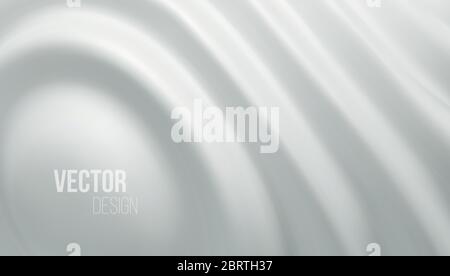 White shiny liquid waves 3d realistic background. Vector illustration Stock Vector