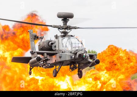 Army Air Corps WAH-64D Apache captured at RAF Fairford, Gloucestershire in July 2019. Stock Photo