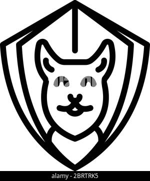 Dog shield protect icon, outline style Stock Vector