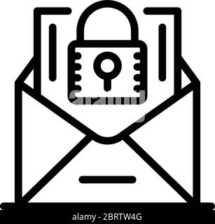 Secured mail icon, outline style Stock Vector