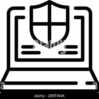 Secured laptop icon, outline style Stock Vector