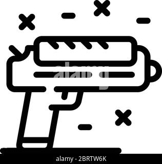 Personal guard pistol icon, outline style Stock Vector