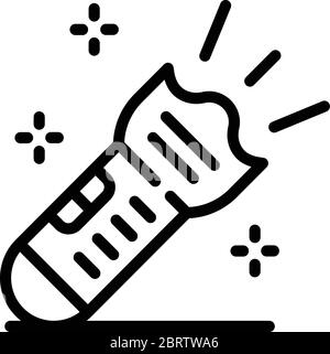 Policeman flashlight icon, outline style Stock Vector