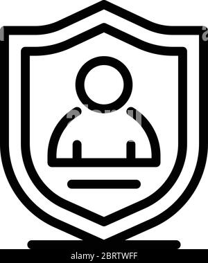 Personal secured shield icon, outline style Stock Vector
