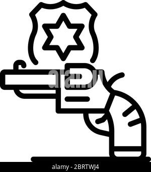 Policeman revolver icon, outline style Stock Vector
