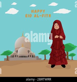 This illustration was made with the aim of welcoming Eid. This illustration can be used by companies or various other creative businesses for commerci Stock Vector