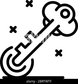 Police safe key icon, outline style Stock Vector