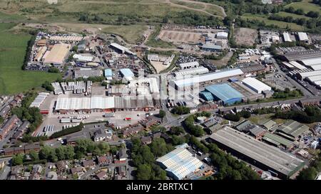 aerial view of Moss Industrial Estate & Woodstock Business Park , Royton, Oldham, Greater Manchester Stock Photo