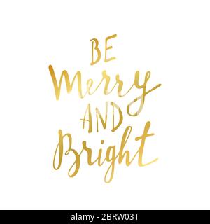 Christmas hand drawn lettering, phrase. Gold Handwritten calligraphy Christmas wishes for holiday greeting card, banner, poster. Vector illustration EPS10 Stock Vector