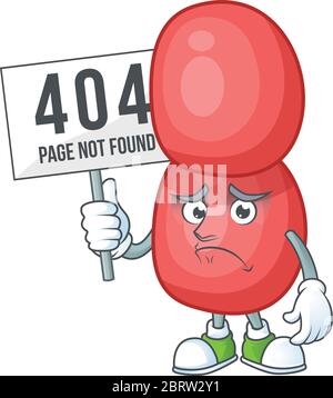 gloomy face of neisseria gonorrhoeae cartoon character with 404 boards Stock Vector