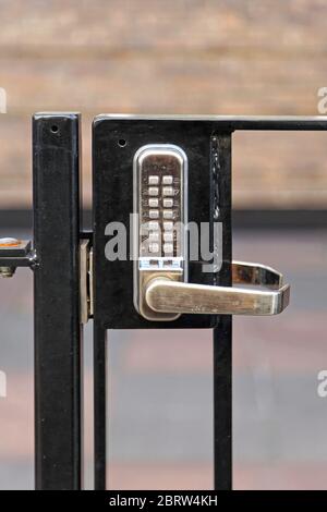 Electronic Lock With Pin Code at Gate Stock Photo