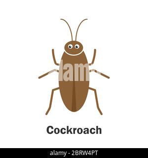 Cockroach in cartoon style, insect card for kid, preschool activity for children, vector illustration Stock Vector
