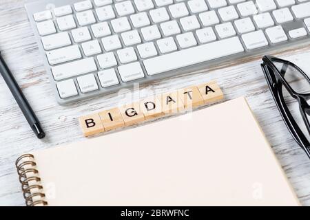 Big data analytics concept with letters on cubes Stock Photo