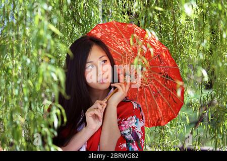 Oriental beautiful woman with traditional dress Stock Photo