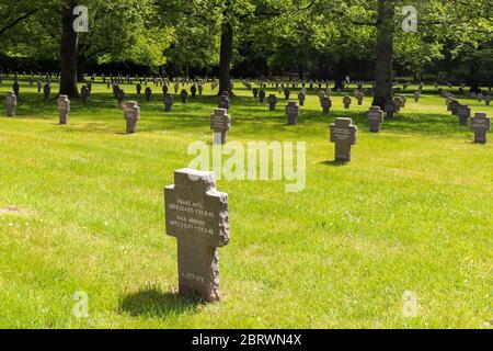 Grave in the Sandweiler German war Cemetery in Luxembourg. Stock Photo