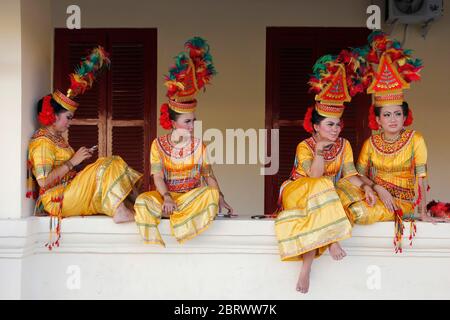 MAKASSAR - INDONESIA, 17 MAY 2012 :  portrait of beautiful Toraja female dancers Stock Photo