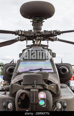 Army Air Corps WAH-64D Apache captured in Fairford, Gloucestershire in July 2019. Stock Photo