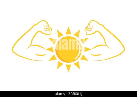 strong sun with muscular arms vector illustration EPS10 Stock Vector