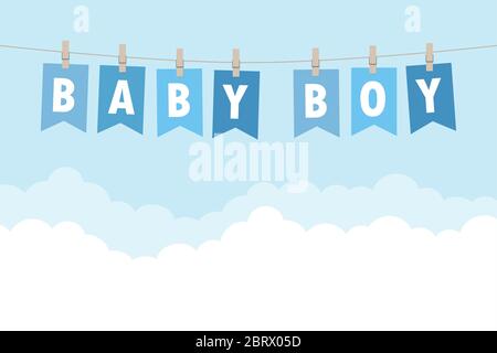 baby boy welcome greeting card for childbirth vector illustration EPS10 Stock Vector