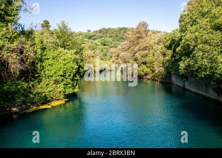 river characterized by very clear blue water in the gorges of the Narni mountains Stock Photo