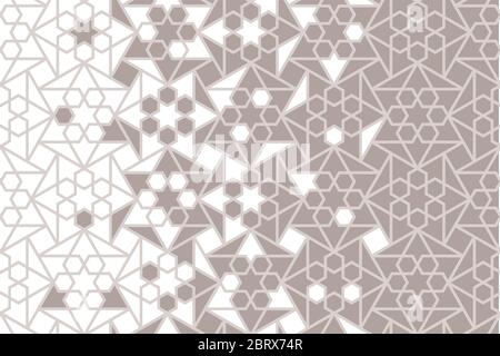 Islamic arabic vector background, pattern, texture. Geometric arabic halftone texture with mosaic disintegration Stock Vector