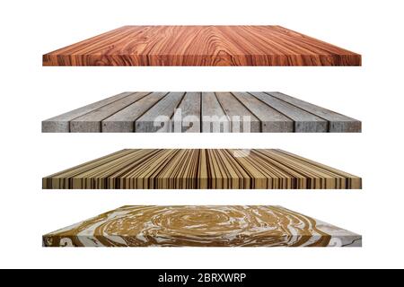 Set of wooden flooring isolated on white background. with clipping path Stock Photo