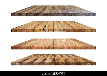 Set of wooden flooring isolated on white background. with clipping path Stock Photo