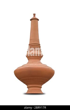 Thai traditional earthenware Isolated on white background. Stock Photo